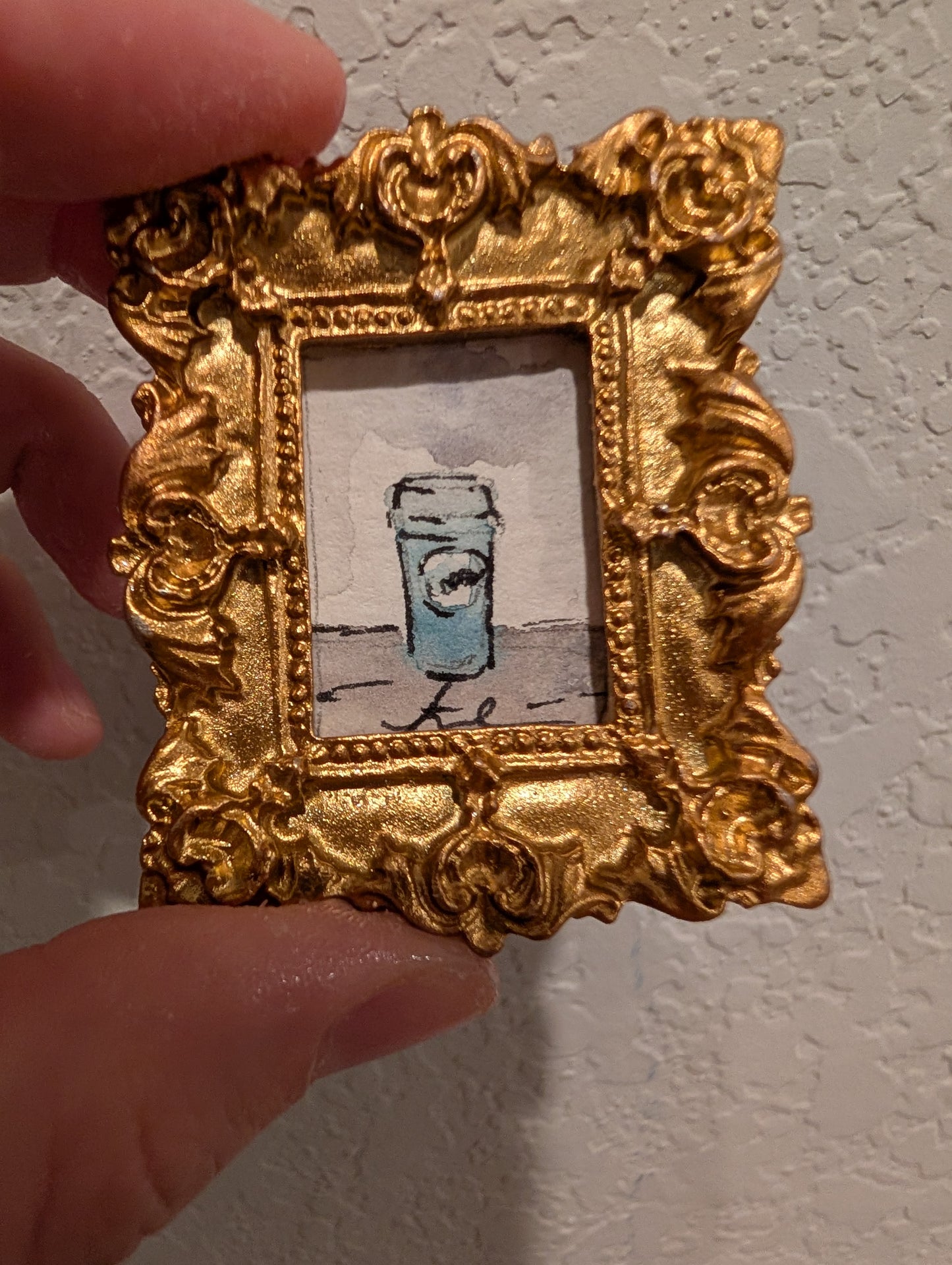 Mini Coffee Painting - Original Watercolor Art by Lora Cavallin