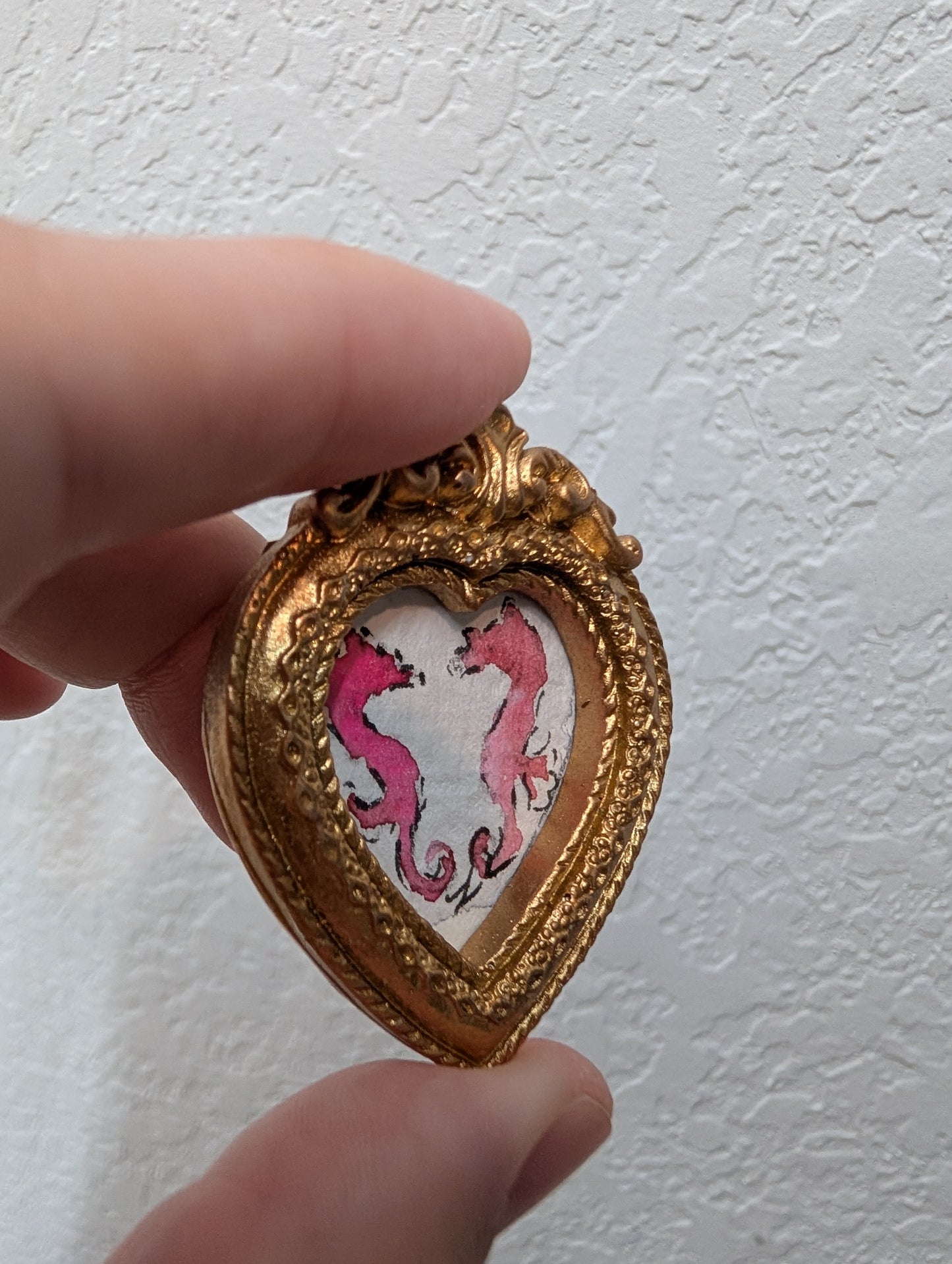 Mini Seahorse Painting - Original Watercolor Art by Lora Cavallin