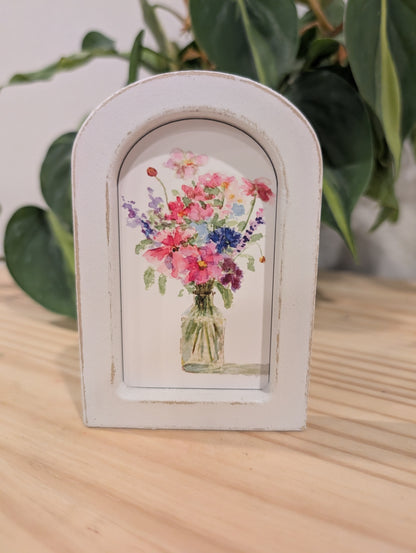 Mini Floral Print - Wood Arch Frame - Lora Cavallin Art