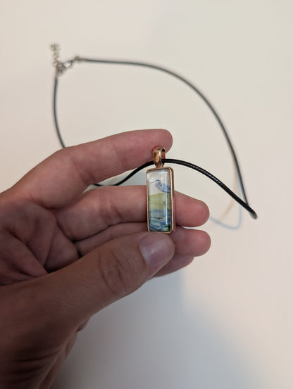 Blue Heron in Creek Pendant Necklace - Lora Cavallin Art