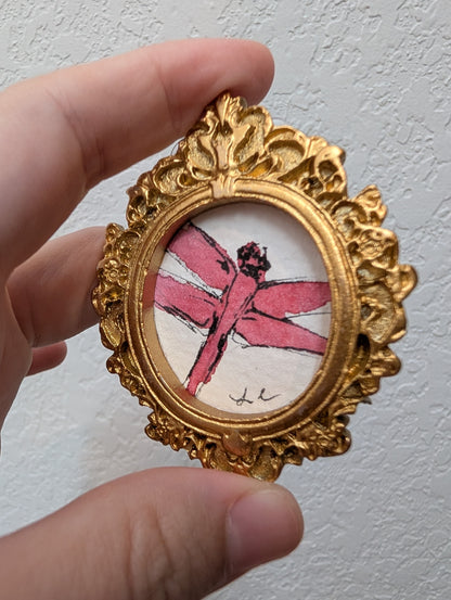 Mini Dragonfly Painting - Original Watercolor Art by Lora Cavallin