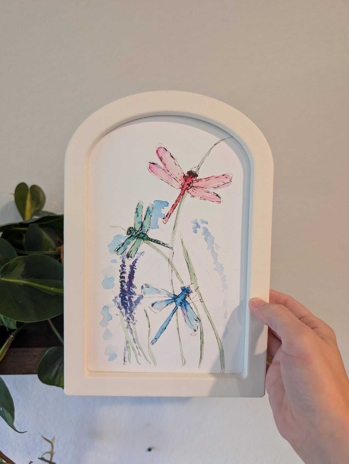 Colorful Dragonflies - Large Arched Framed Print