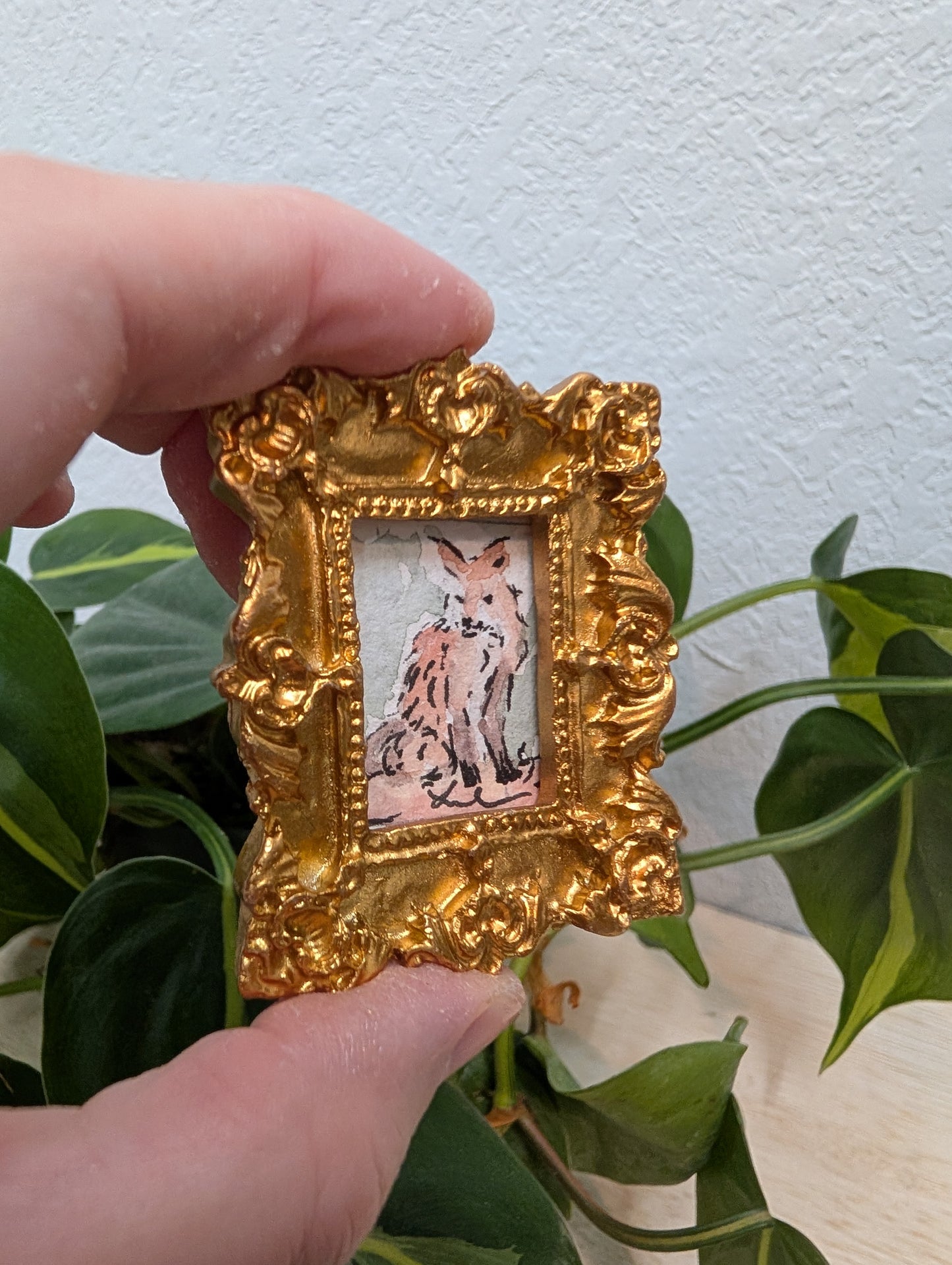 Mini Fox Painting - Original Watercolor Art by Lora Cavallin