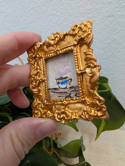 Mini Teacup Painting - Original Watercolor Art by Lora Cavallin
