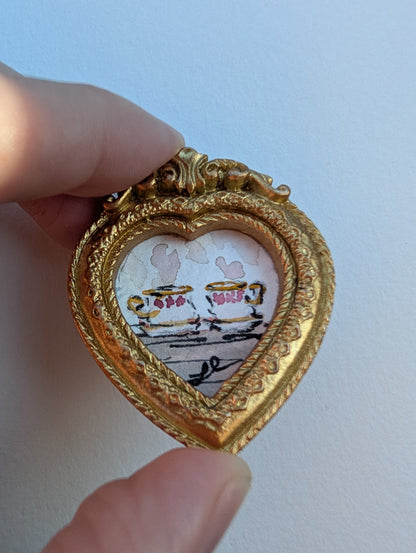 Mini Teacup Painting - Original Watercolor Art by Lora Cavallin