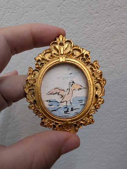 Mini Swan Painting - Tiny Original Watercolor Art by Lora Cavallin