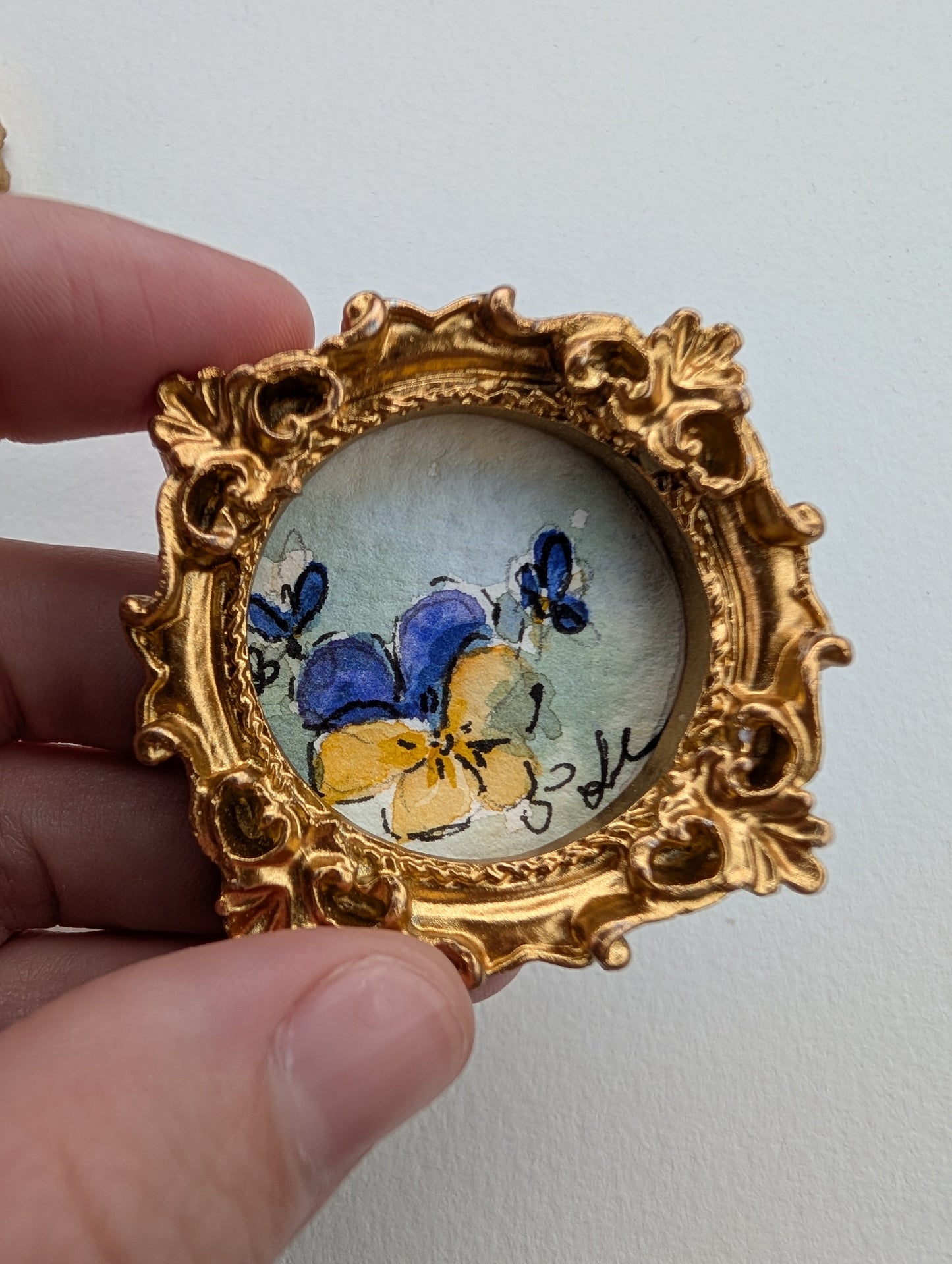 Mini Floral Painting - Original Watercolor Art by Lora Cavallin