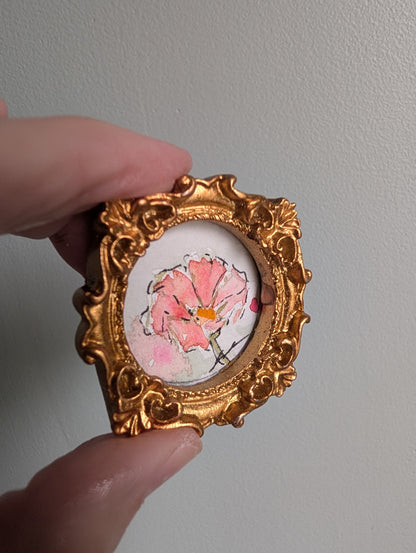 Mini Flower Painting - Original Watercolor Art by Lora Cavallin