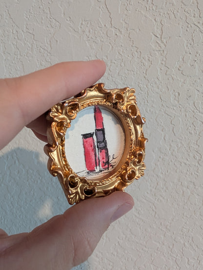 Mini Lipstick Painting - Original Watercolor Art by Lora Cavallin