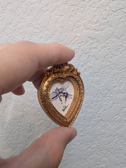 Mini Dragonfly Painting - Original Watercolor Art by Lora Cavallin