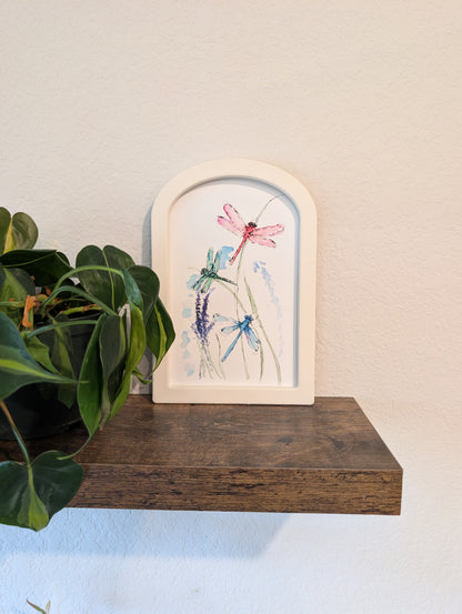 Colorful Dragonflies - Large Arched Framed Print