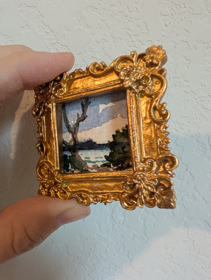 Mini Landscape Painting - Original Watercolor Art by Lora Cavallin