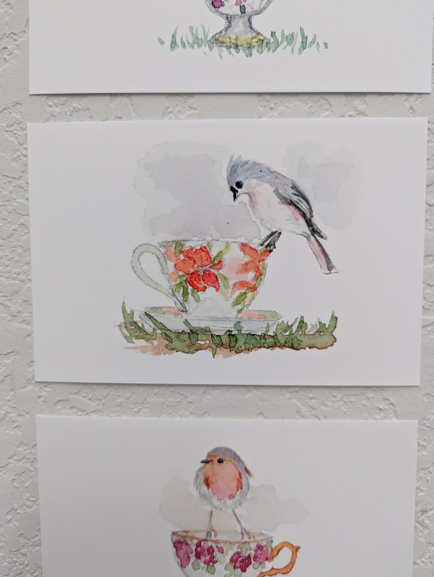 Six Bird and Teacup Art Prints