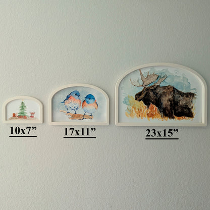 Moose Loose Watercolor - Large Arched Frame